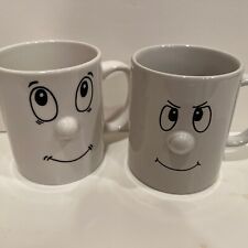 Atico Coffee Cup Mug Funny Face Emotion 3D Nose Ceramic Set of 2 picture