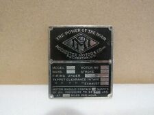 Vintage MRI Specs Plate The Power of the Hour Rochester NY Motors Co Metal picture
