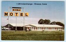 ONAWA, IA Iowa ~ Roadside MIDWAY MOTEL c1960s Cars  Monona County Postcard picture