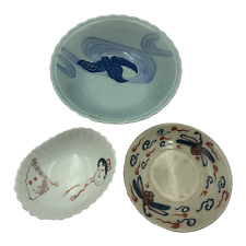 Vintage Asian Ceramics Pottery 3 Pc Lot Bowl Dish picture