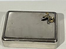 Vintage Silver plated  Blue Velvet Jewelery Trinket Box Collectible picture