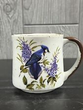 Ceramic Blue Jay Coffee Mug Cup Spring Flowers Nature picture