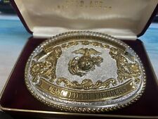 Crumrine Heavy Silver Plate On Jewelers Bronze Western Belt Buckle picture