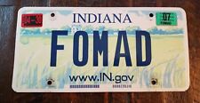2007 INDIANA Aluminum Flat Faced Vanity License Plate: FOMAD.   picture