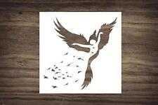Raven Lady Feathers Stencil - 5.5 x 5.5 Inches, Elegant Bird Design for Crafts, picture