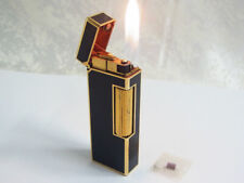 Working Dunhill Rollagas Lighter Black Lacquer Gold With flint (923 picture