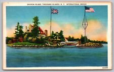 Zavikon Island Thousand Islands New York International Bridge Flags VNG Postcard picture