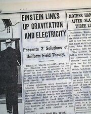 ALBERT EINSTEIN Unified Field Theory Gravitation & Electricity 1930 Newspaper picture