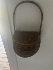 Vtg. Wicker Basket with Handle and Hinged Lid Wall Hanging Décor -Floral Display picture