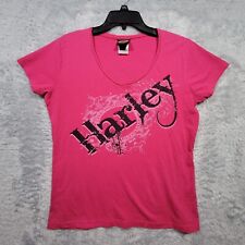 Harley Davidson Shirt Womens Large Pink Las Vegas Nevada Short Sleeve Cotton picture