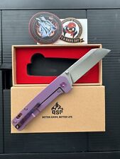 Kaviso X QSP Penguin Purple Titanium Mokuti Clip S35VN Satin Blade Knife picture