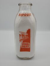 Vintage SSPQ Milk Bottle Evans Dairy Farm Colvin St Syracuse NY Qt Milk Bottle picture
