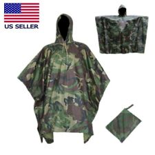 Poncho Military Woodland Ripstop Wet Weather Raincoat Camo For Camping Hiking picture
