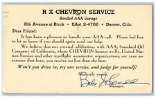 Denver Colorado CO Postal Card RX Chevron Service Bonded AAA Garage 1954 picture