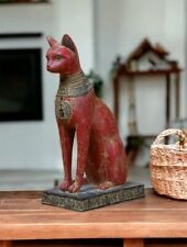 Unique statue of Egyptian goddess Bastet cat with scarab large heavy stone picture