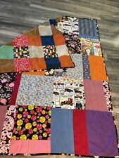 Vintage 1960's Patchwork Quilt 84 x 74 Great Vintage Graphics Double Sided picture