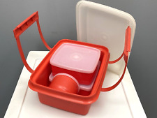 Vintage Tupperware 9 PIECES Pak N Carry Lunch Box 1254 Paprika Red Set Lids picture