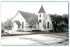 c1940's Christian Church Scene Street Hull Iowa IA RPPC Photo Vintage Postcard picture