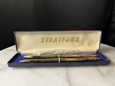 VINTAGE GOLD COLORED STRATFORD PEN AND MECHANICAL PENCIL SET IN BOX picture