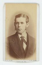 Antique ID'd CDV c1870s Handsome Young Man With Long Sideburns Janesville, WI picture