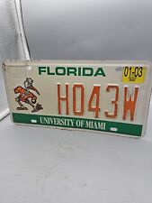 2003 Florida University of Miami License Plate Tag Specialty picture