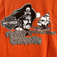 Harley Davidson of Grand Cayman Orange T-Shirt Men's 2XL VG Pre-Owned picture