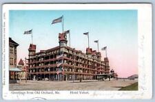 Pre-1908 GREETINGS OLD ORCHARD MAINE HOTEL VELVET WINDOWS & TRIM ARE METALLIC picture