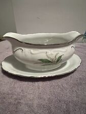 Gravy Boat Lily Of The Valley Royal Heidelberg Wintering Silver Trim Underplate picture