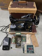Vtg 1953 Singer 99K Portable Black Electric Sewing Machine Pedal Hard Case picture
