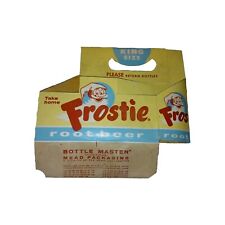 VINTAGE Frostie King Sz 6 Pk Carton,Carrier~soda~pop~Ivory/Sky Blue~SHIPS FREE picture