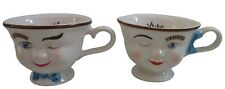 Set of 2 Bailey's Coffee Mugs Happy Faces  Wink 