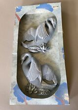 NEW VINTAGE CHALKWARE SWANS MILLER STUDIO WALL HANGING Blue 80s 90s Birds MCM picture