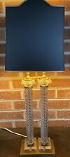 Antique Baccarat Style Crystal Swirl Double Pillar Table Parlor Lamp BEAUTIFUL picture