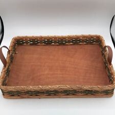Amish Made Rectangular Serving Tray Basket Handwoven Signed 2017 picture