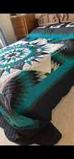 King/Queen Amish Hand Made Lone Star Quilt  104 X 116 Blue Hand Stitch Beautiful picture