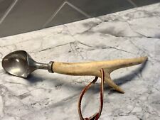 Vintage Rare Antler Handled Scoop Utensil Collectible Taiwan Signed Hunter Gift picture
