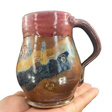 Hand Made Studio Art Pottery Textured Coffee Mug Cup Signed On Bottom Ceramic picture