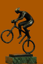 Vintage Large Contemporary Bronze Cyclist Sculpture Figurine Ornament Mid Centu picture