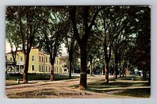 Framingham MA-Massachusetts, High School & Common, Vintage c1910 Postcard picture