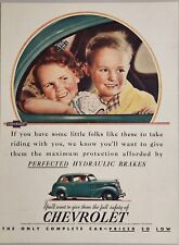 1937 Print Ad Chevrolet Two-Door Cars with Hydraulic Brakes Happy Kids picture