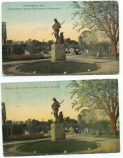 Framingham MA Buckminster Square & Soldiers' Monument 2 Postcards Massachusetts picture
