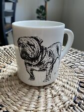English Bulldog Coffee Mug Cup White Ceramic Signed Cindy Farmer 1985 Vintage picture