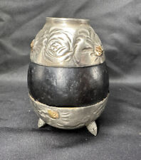 Vintage Yerba Mate Gourd Cup - Alpaca - Argentina - Repousse Silver Mounts picture