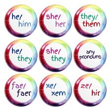 Pronoun Badges - LGBT/LGBTQIA+/Ally/Trans 37mm /1.5 Novelty Button Pin Badge picture