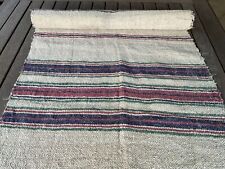Antique Handwoven Fabric Linen Hemp Textile Striped Rug Upholstery Roll 2.45 yd picture