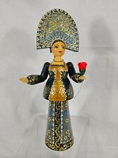 Vintage Russian Linden Wooden Doll in Traditional Costume 11