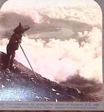 1904 SUMMIT FUJIYAMA LAKE YAMANAKA JAPAN UNDERWOOD ABOVE CLOUDS STEREOVIEW Z3119 picture