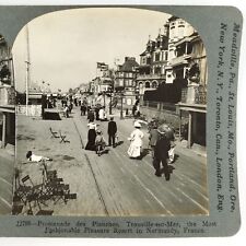 Normandy France Boardwalk Resort Stereoview c1909 French Beach Street A1859 picture