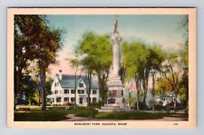 Augusta ME-Maine, Monument Park, Antique, Vintage Card Souvenir History Postcard picture