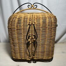 Princess House Hide-Away Cabinet Basket Wicker/Metal 9x6x11.5”T Opens To 19”￼ picture